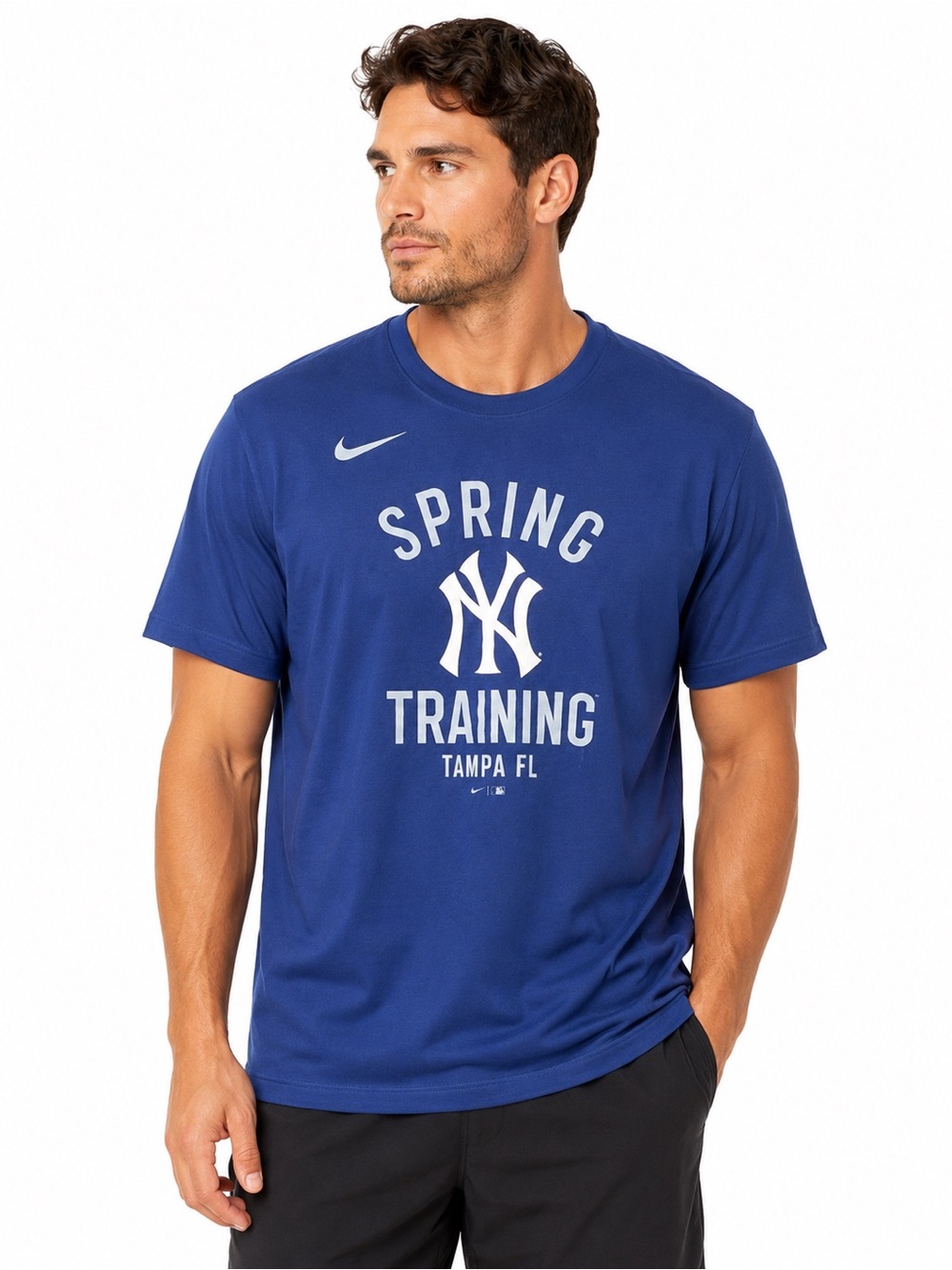 Nike Men's Yankees Spring Training T-Shirt - Blue with White Graphic